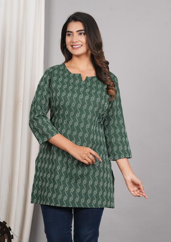 Image of Women Cotton Printed Kurti for Women | Stylish, Casual, Regular, Soft & Cozy, Comfortable Short Kurti