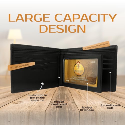 Custom Wallets for men | Engrave Name or Initials, Unique Monogram Gift for Him, Dad, Husband, Boyfriend | Personalized Leather Wallet Ideal for Birthday, Christmas, Anniversary, Wedding, Graduation4