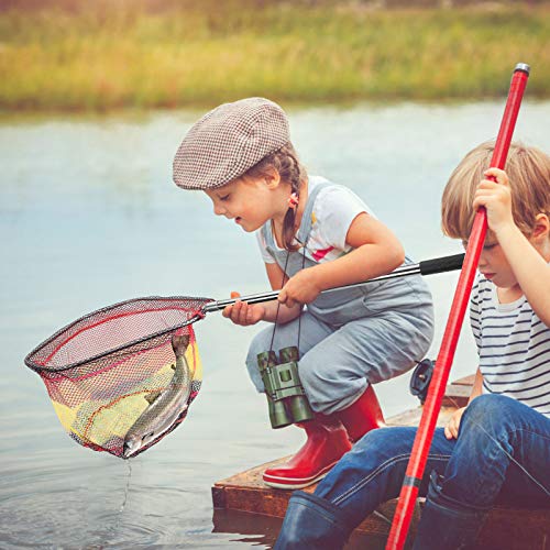 GOLD-SHARKING-Angelkescher-aus-Gummi-mit-ausziehbarer-Laenge-von-40577082-cm-mit-Teleskopstangengriff-fuer-Kinder-und-Herren