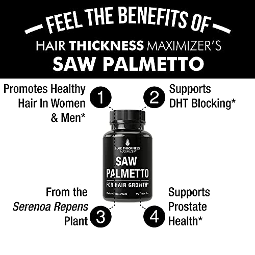 Saw Palmetto For Women And Men Hair Loss. Extra Strength Vitamin Treatment Designed For Thicker, Stronger Hair Growth And Less Shedding. Dht Blocker Capsules Powder Supplement. 1200 Mg 3 Pill Serving #TOP2