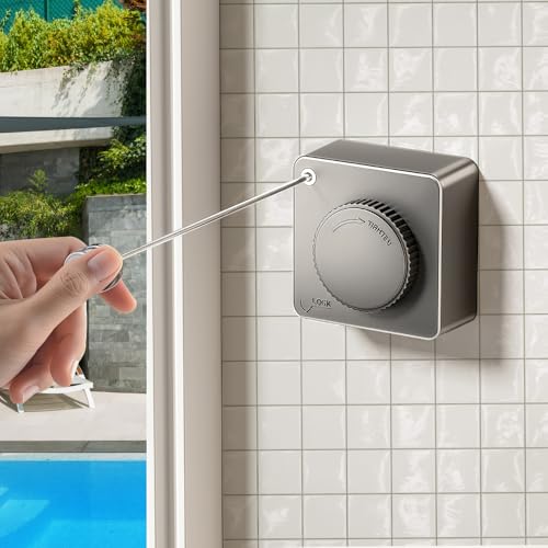 Retractable Clothesline Indoor Invisible Clothesline Hole-Free Retractable Stainless Steel Line Wire Rope Balcony Laundry Wall-Mounted Clothes Drying Line Rope 16.7FT Long
