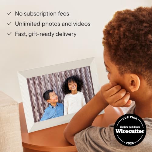Image of Aura 10 inch HD WiFi Digital Picture Frame - Free Unlimited Cloud Storage - Send Photos from Phone - No Subscription - Auto On /Off - Gift for Parents & Grandparents (Cool White, 10 inch)