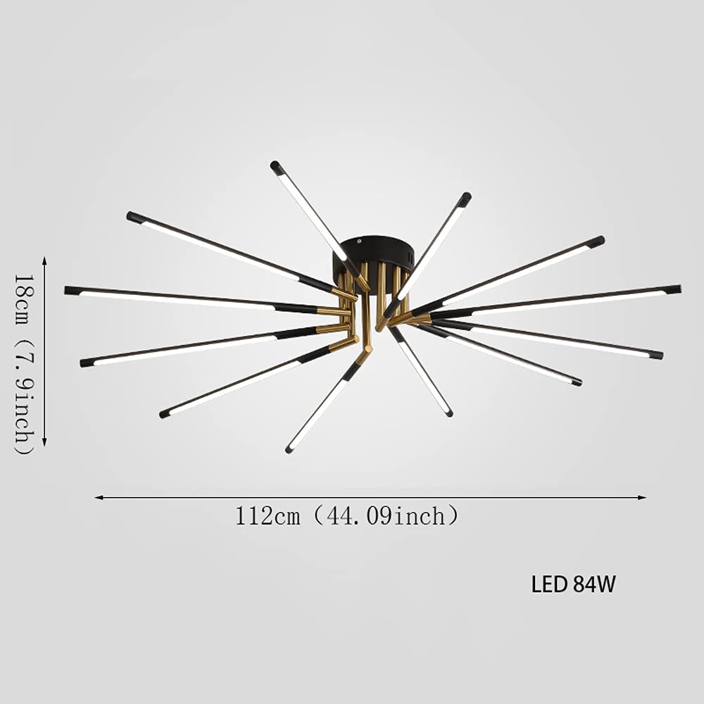 Candelabros luz de Techo 12 Luces LED atenuación lámpara de Techo Blck Oro Montaje Empotrado lámpara de Techo Control Remoto Industrial