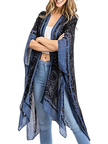 Image of Spicy Sandia Kimonos for Women Floral Beach Cover Up Loose Swimsuit Bathing Suit Coverup Cardigan for Summer Swimwear