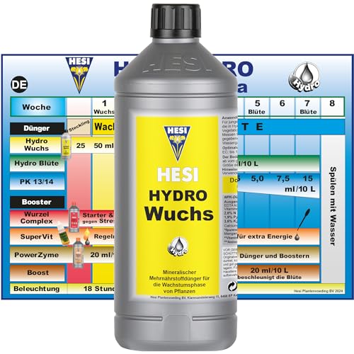 Hesi Hydro Wuchs 1L - Hochwertiger Hydroponik Dünger für Hydrokultur & Zimmerpflanzen Speziell für Wachstumsphase Effektiver Hydro Dünger für Optimale Nährstoffversorgung