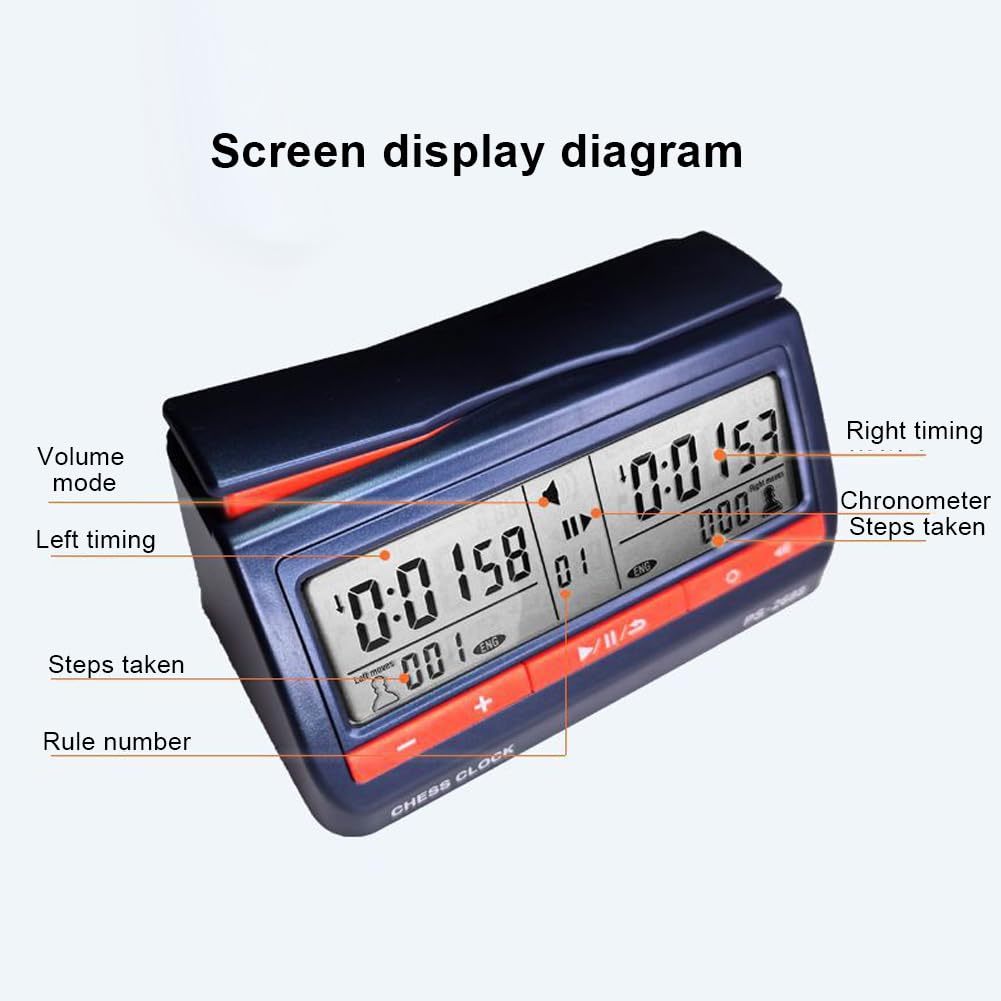 Reloj Digital de Ajedrez con Temporizador, Cronómetro Profesional Multifuncional para Juegos de Mesa con Función de Cuenta Atrás y Temporización Precisa, Ideal para Diversos Juegos de Mesa