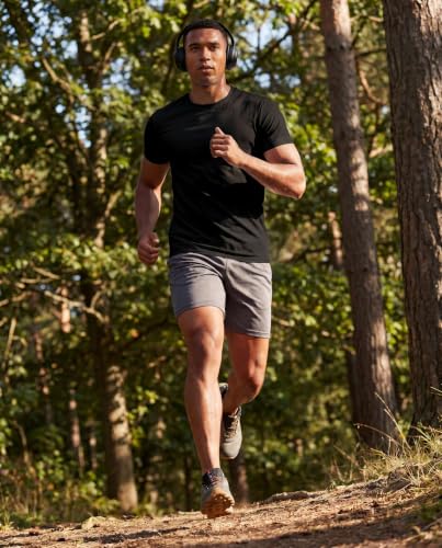 Image of 5 Pack Men's Dry Fit Workout T Shirts Crew Neck Athletic Gym Running Tees | Short Sleeve, Moisture Wicking, Cooling, Stretch, Undershirts, Work, Summer, Hiking, Tennis, Basketball, Sports, Exercise