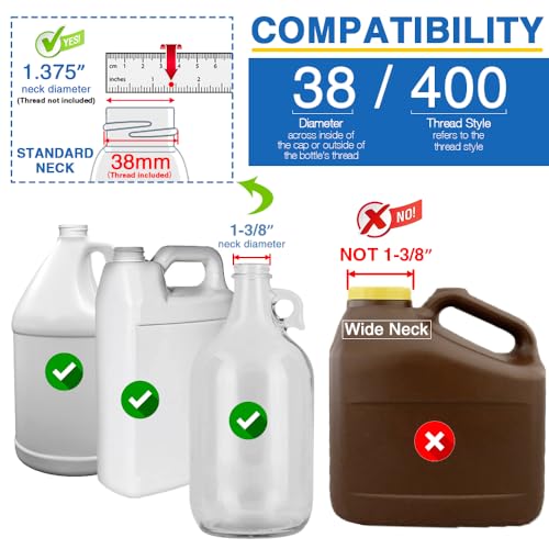 2 Pack Leak Proof Gallon Jug Pump Dispenser, 38-400 Pump for Gallon Jug - Lotion Gallon Shampoo Pump Top Replacement, 7.5cc Per Pump Fits 1 Gallon Bottle 64oz 128oz Shampoo Laundry Containers4