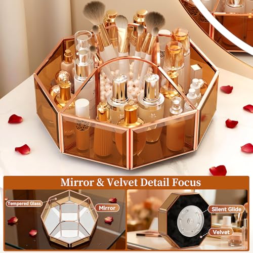Image of CoralHouse 360 Rotating Makeup Organizer Spinning Vanity Organizer with Makeup Brush Holder for Countertop, Bathroom Storage, Skincare, Perfume & Cosmetic Organizer for Vanity(Black)
