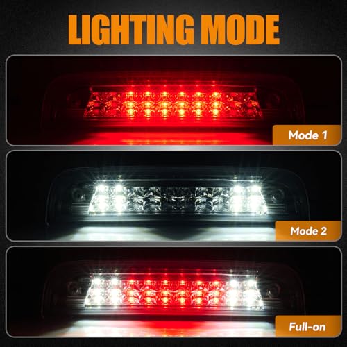 Image of Third 3rd Brake Light LED for 2014-2018 Chevy Silverado /GMC Sierra 1500 2500HD 3500HD, High Mount Rear Brake Lights Assembly, Waterproof Center Cab Cargo Lamp Stop Light (Chrome)