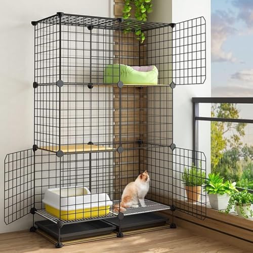 UYTON 猫ケージ 猫用ケージ (75x36x120cm) 猫ハウス 室内用猫のゲージ 大きめ動物ケージ 大型猫用ケージ 多頭飼い猫 折り畳み式 移動便利 組立簡単 取り外し可能なペット用品 室内飼い DIYケージ組え 組み換え自由な棚板お手 快適なスペース 猫脱走防止扉キャットケージ