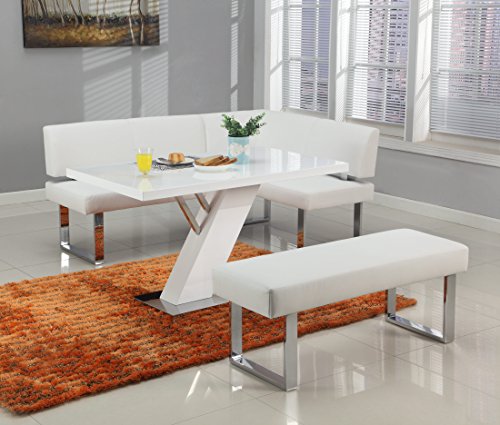 MILAN Lillian Upholstered Bench, White
