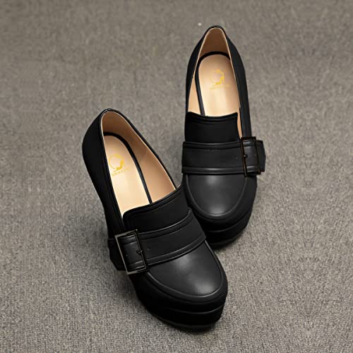 Image of SHODENSE Women Vintage Chunky Platform Loafers Pumps Tassel Round Closed Toe Slip On Suede Block High Heel Dress Loafer Shoes Buckle Strap Oxford Loafers Fringe Pump Dressy Chic Sexy Y2k 4-11 M US