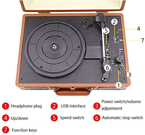 Suitcase Record Player Turntable Portable Phonograph with Bluetooth Built in Stereo Speakers 3-Speed Belt-Drive… - Les Beatles, Paul McCartney, John Lennon, RIngo Starr, George Harrison Suitcase Record Player Turntable Portable Phonograph with Bluetooth Built in Stereo Speakers 3-Speed Belt-Drive… – Image 7