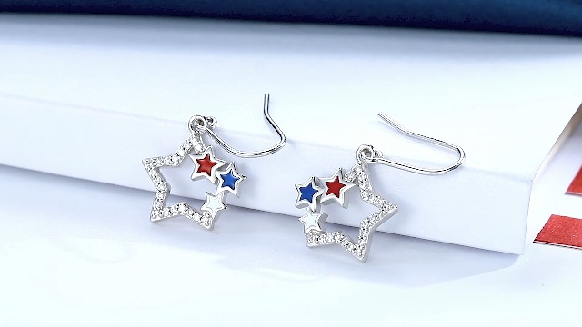 Patriotic American Flag Stud Earrings - Plastic, 1.25" Tall, Surgical Steel Posts, Fun Fashion Earrings - View #3
