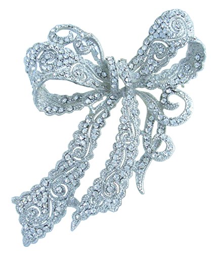 Image of 4.13 inch Rhinestone Crystal Bowknot Brooch Pin Pendant Wedding Prom Jewelry BZ5823