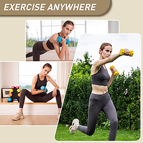 Territrophy 4 Tiers 38Lbs Weights Dumbbells Sets With Rack, 4 Pairs 2/4/5/8Lbs Neoprene Coated Dumbbell Set With Stand,Free Weights Dumbbells Set For Home Gym For Woman Men #TOP5