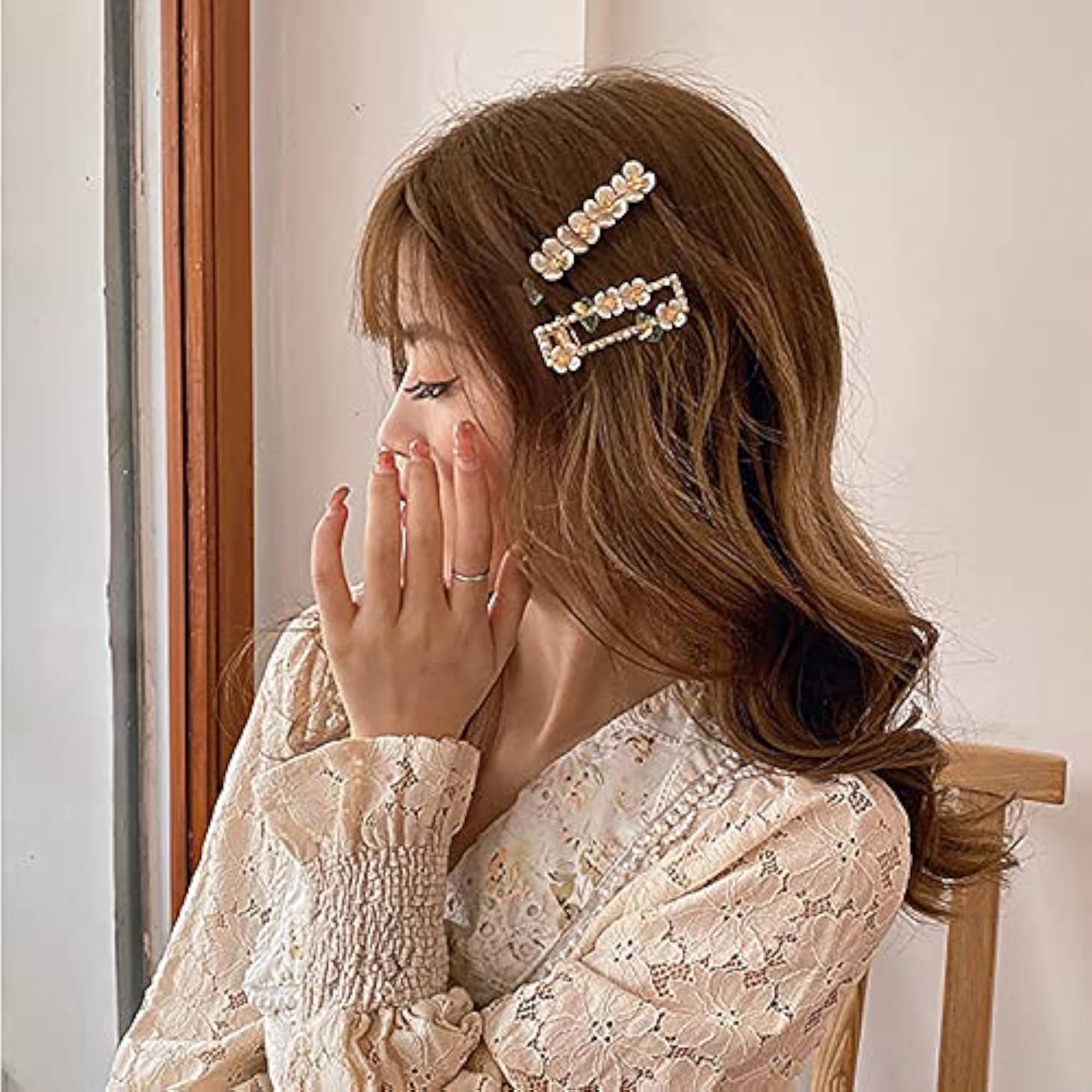 Colorful Decorative Shiny Flower Hair Clips, Unique Dainty Barrettes