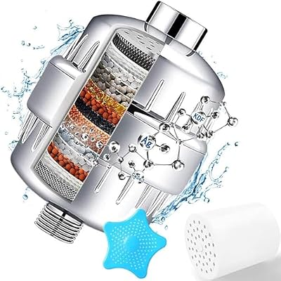 32 Stage Shower Filter with Vitamin C for Hard Water - Water Softener Shower Head Filter with Replaceable Multi-Stage Filter Cartridge to Remove Chlorine, Heavy Metal