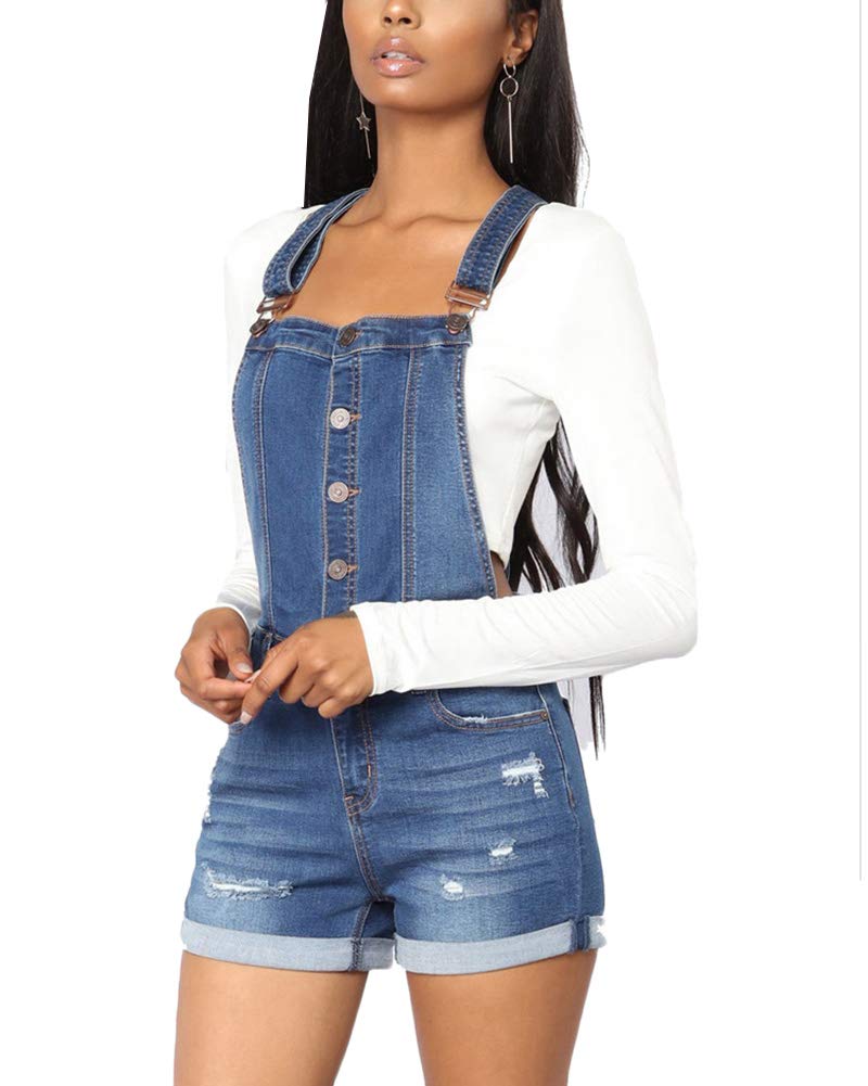 PengGengA Mujer Peto Vaquero Cortos Talla Grande Mono Jumpsuits Pantalón Corto De Jeans Sin Mangas Bolsillos