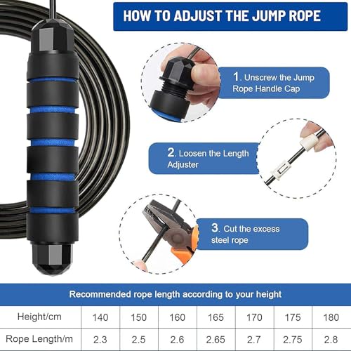 Image of VICTORY Professional Adjustable Skipping Rope Speed Cable With Comfortable Handles Speed Skipping Rope /Exercise Rope For Men, Women Workout (Blue)