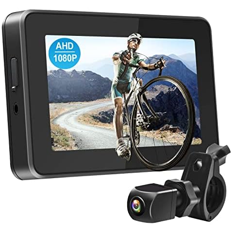 PARKVISION Bike Mirror, 1080P Bicycle Rear View Camera with 4.3" AHD Monitor, 360° Rotatable Bracket with Excellent Night Vision Bicycle Handlebar Mirror Bicycle Cycling Rear View Mirrors Cover