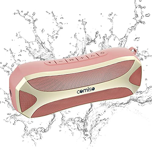 Comiso Portable Bluetooth Speaker, Waterproof Ipx7 Shower Speaker Outdoor Pink Speaker With Light, 30W Loud Sound Powerful Bass, Dual Stereo Pairing, Handsfree Call Bluetooth 5.0 24H For Travel Hiking #TOP8