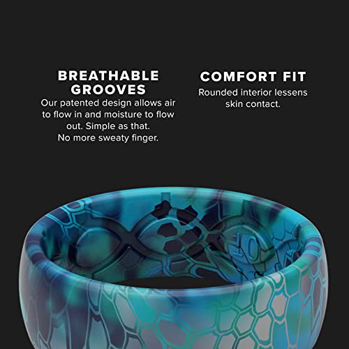 Groove Life Kryptek Pontus Camo Silicone Ring Breathable Rubber Wedding Rings For Men, Lifetime Coverage, Unique Design, Comfort Fit Ring - Size 11 #TOP3