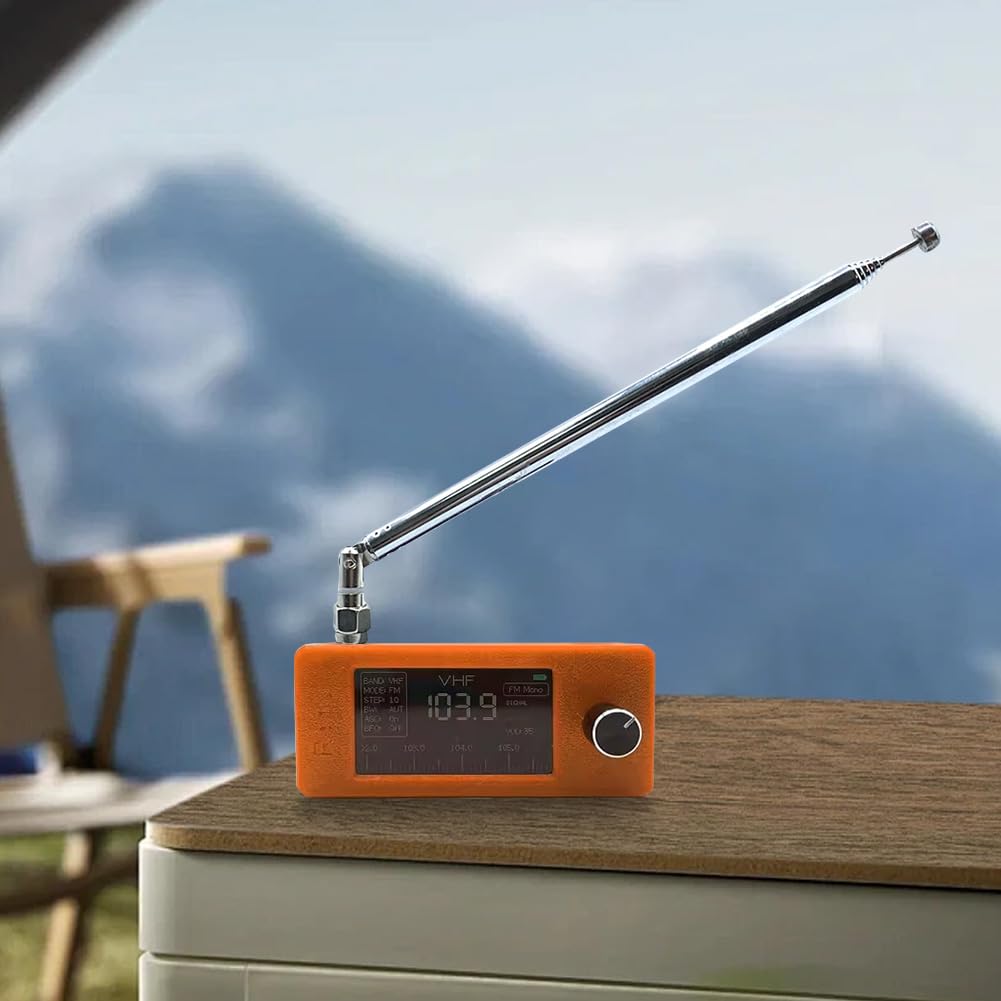 SI4732 - Mini radio de bolsillo de 0,5-108 MHz HF SW MW VHF receptor de radio de todas las bandas, LSB USB AM FM pantalla de 1.9 pulgadas con 2 antenas