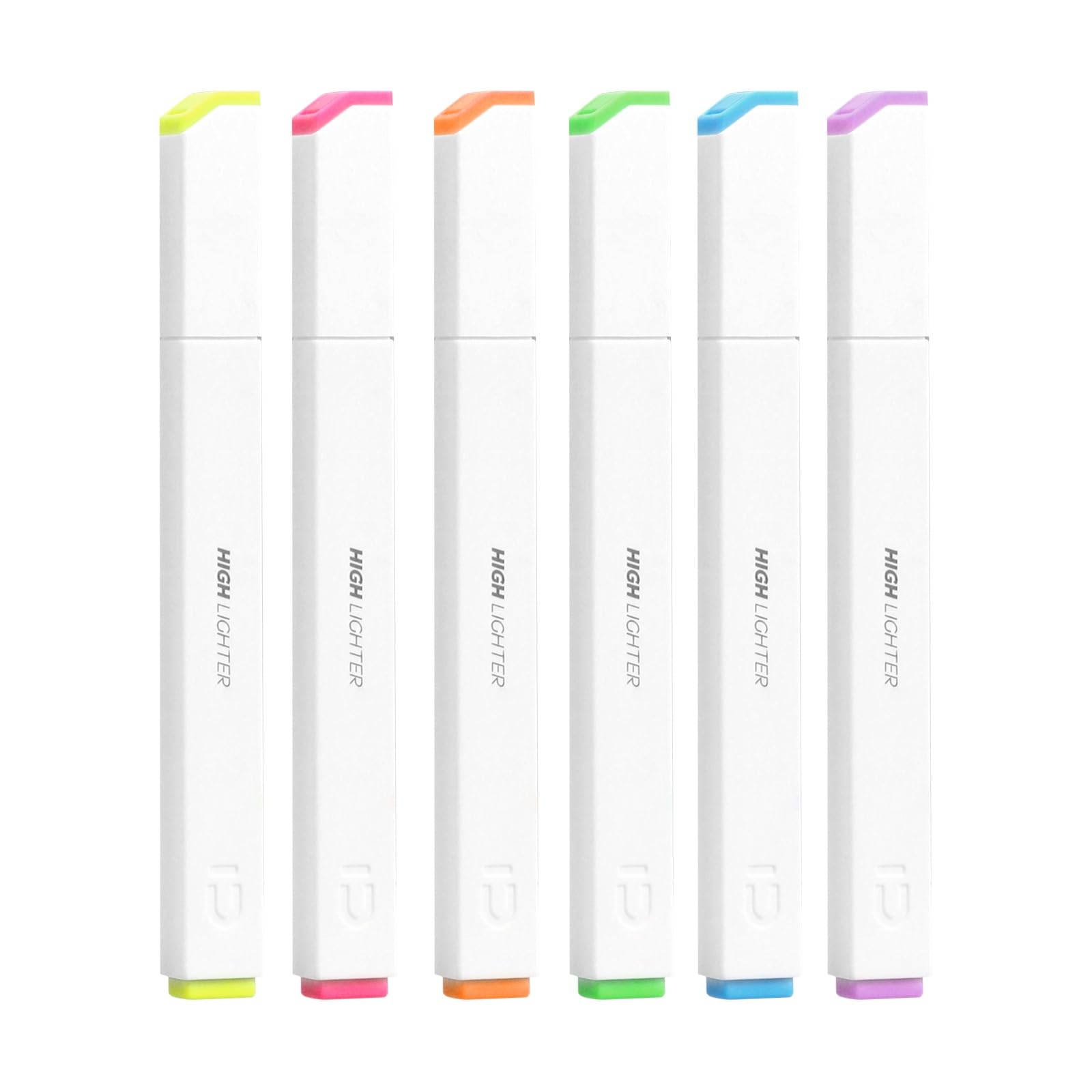 PATIKIL 6 Fluorescent Colors Highlighter, 6 Pcs High Lighters Highlighters No Bleeds Highliters Pens Neon Colored Clear View Bright Soft Tip Marker for Books Home Office, Square (AHMU1612)
