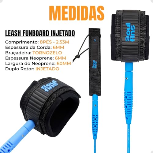Leash Surf 8pés X 6mm Strep Fun Injetado PRÓ Colera Prancha de Surf Tornozelo Funboard Cordinha Shor