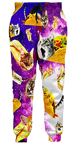 Loveternal Unisex Hosen Lustige Titanic Katze Coole Graphric Jogginghose Casual Baggy Sweatpants für Frauen Männer M
