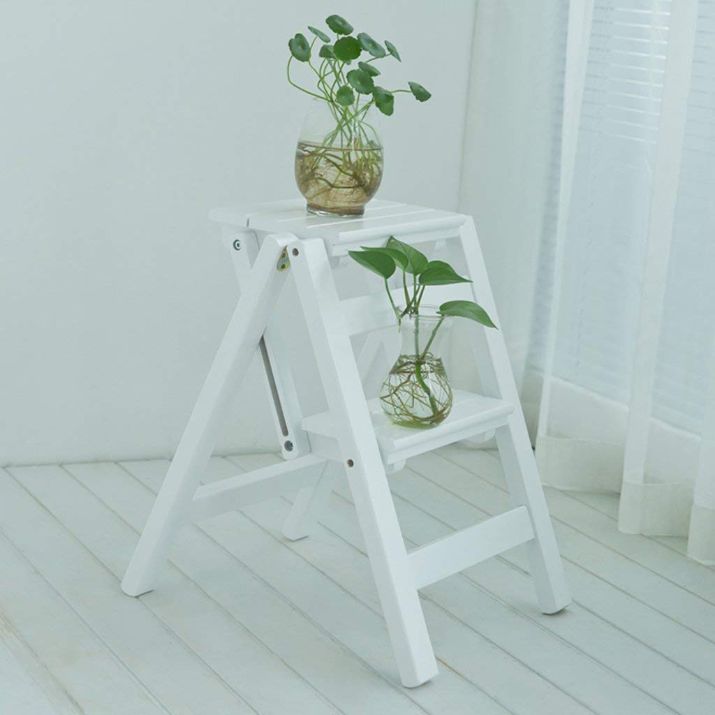 Tabouret d'échelle intérieure double usage : la solution stable en bois blanc pour petits espaces