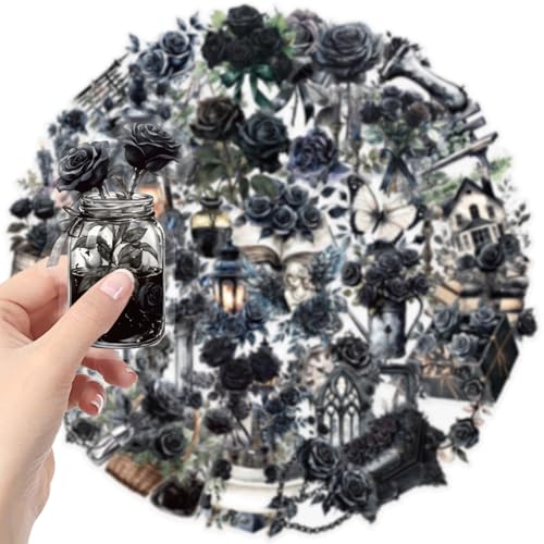 Image of Transparent Flora Scrapbook Stickers Aesthetic Flowers Stickers(Bla) | Transparent & Waterproof Sticker for Scrapbook Journal Water Bottle Kindle, DIY Crafts, Party Supplies