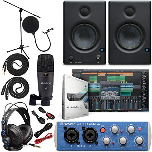 Tech Deals 🔥 Presonus AudioBox 96 Audio Interface Full Studio Bundle with Studio One Artist Software Pack w/Eris 4.5 Pair Studio Monitors and 1/4” TRS to TRS Instrument Cable
