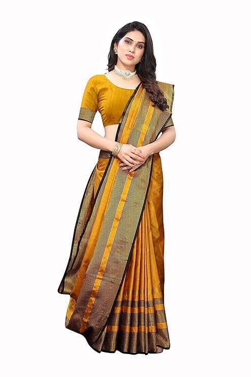 Image of VJ Fashion Women Cotton Silk Saree With Blouse Piece freesize