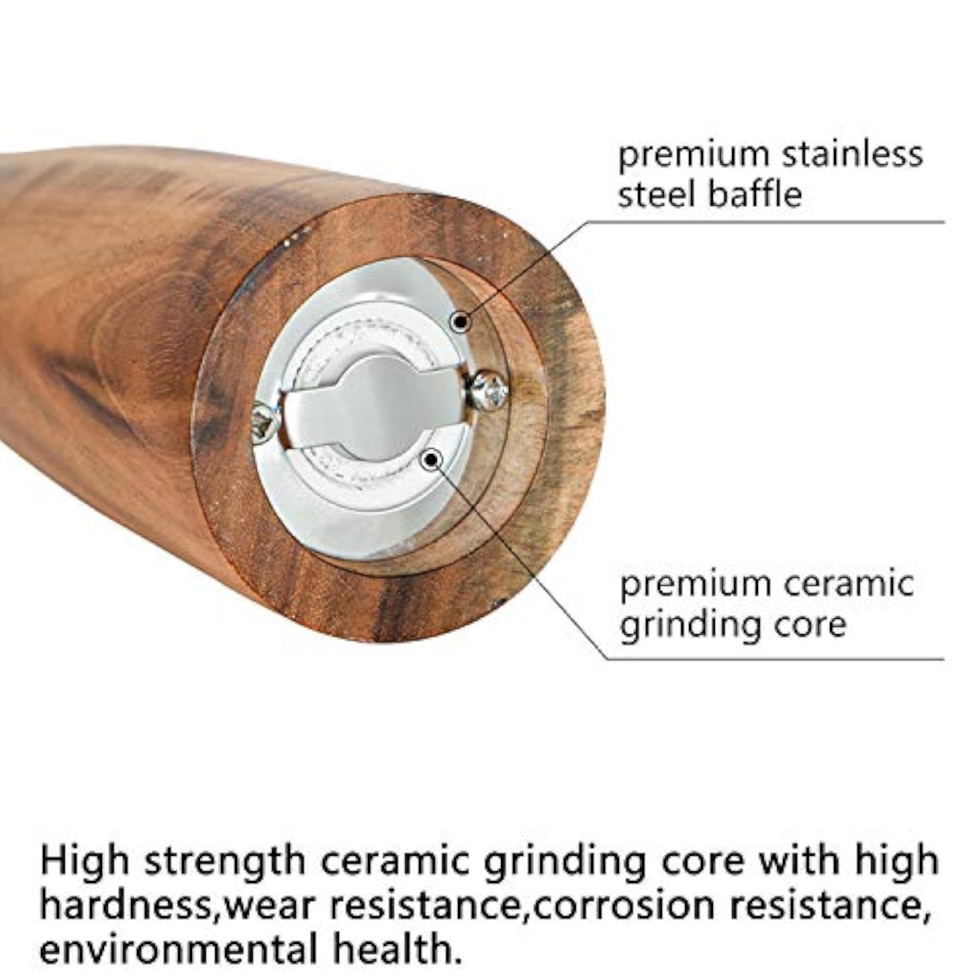 Wooden Pepper Grinder with Adjustable Coarseness