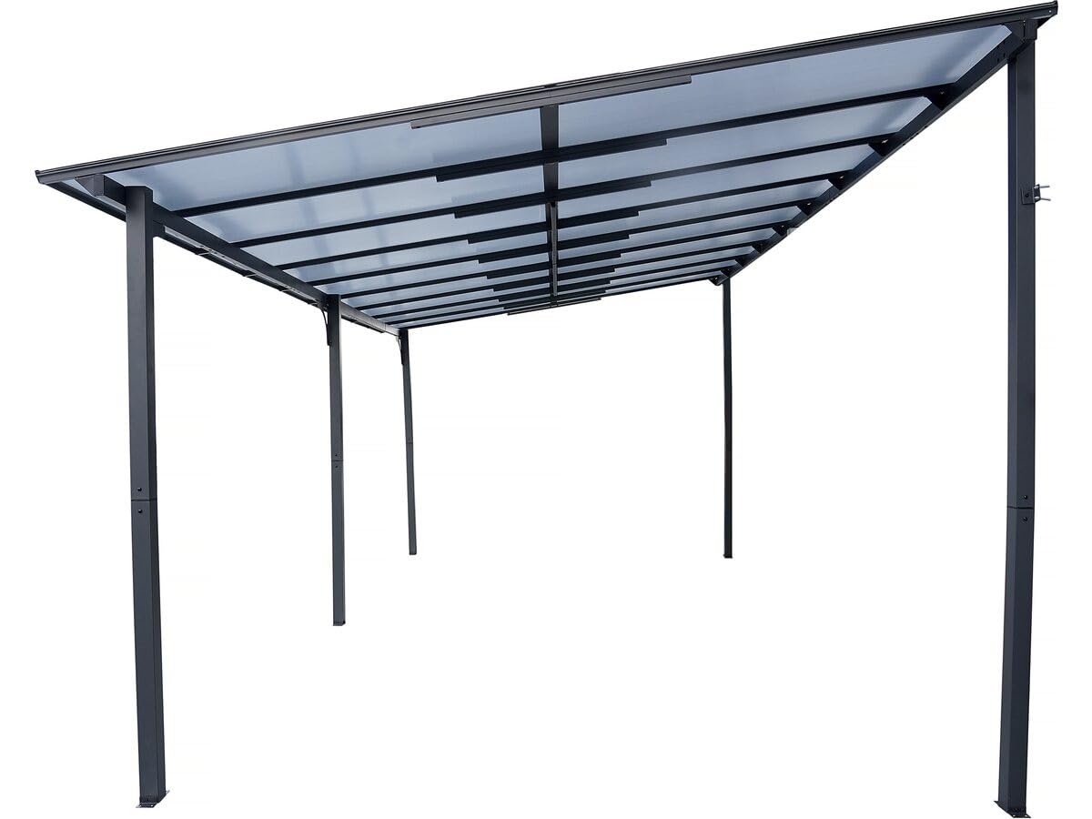 Pergola tonnelle adossée Marvin - 5.5 x 3 m - 545 x 298 x 243 cm - Gris foncé
