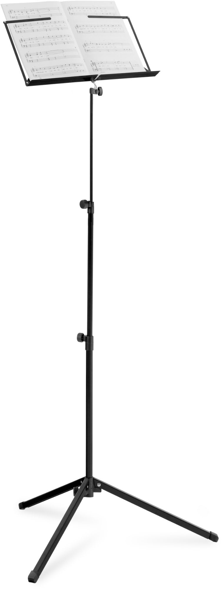 Classic Cantabile Notenständer Medium 10x Set - mittelschwere Ausführung - robuste Klemmschrauben - mit Haltebügel an der Auflageflächen - rutschfeste Gummifüße - Aufstellhöhe: 65-130 cm - Schwarz