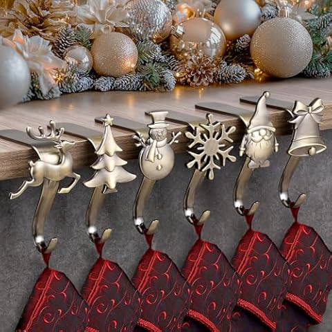 Elegant Brass Stocking Holders for Fireplace Cover