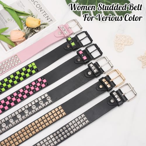 Image of Studded Belt, Metal Punk Rock Rivet belt with Bright Pyramid Studded for Women Men