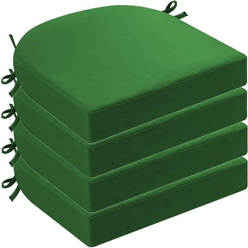 DOGACA Outdoor Chair Cushions Set of 2 4 6, Waterproof U-Shaped Seat Cushion with Ties & Zipper, Removable Washable Patio Chair Pads for Garden, Patio, Camp(16,4pcs:43 * 43 * 5cm)