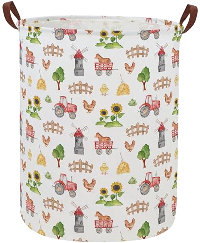 Image of Laundry Basket Farm Hamper for Nursery Cute Storage Bin Organizer Room Decor for Home(Farm)