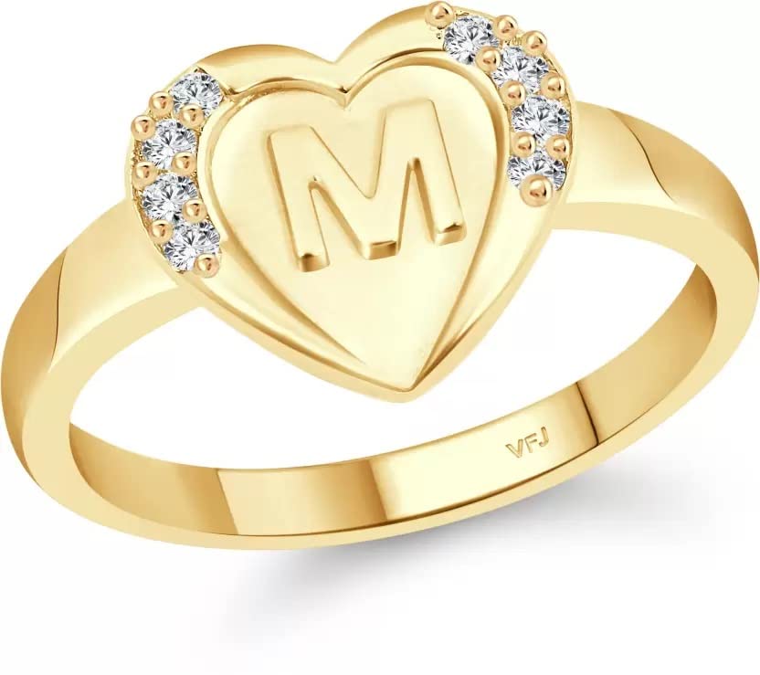 Vighnaharta valentine day gift valentineday gift for her gift for him gift for women gift for men cz alloy Gold plated Valentine collection Initial  M  Letter in heart ring alphabet collection for women and Girls (B0BTK93MD2) Amazon Price History, Amazon Price Tracker