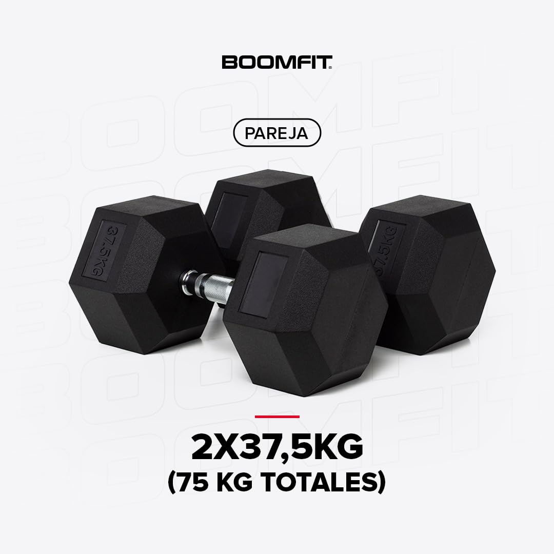 BOOMFIT Coppia di manubri esagonali 1-50 kg | Pesi da palestra in gomma silenziosi per home gym | Manubri professionali per uomo e donna | Ideali per CrossFit e allenamento a casa | Materiale robusto