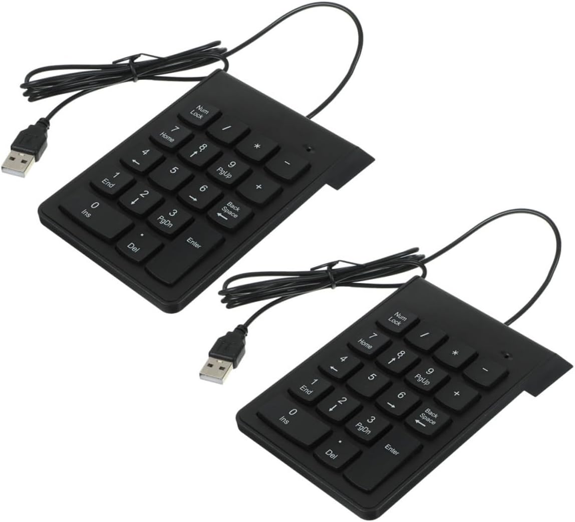2pcs USB Numeric Keypad Mechanical Portable Number Pad with Shortcut Keys for Laptop Desktop Computer Accounting and Data Entry