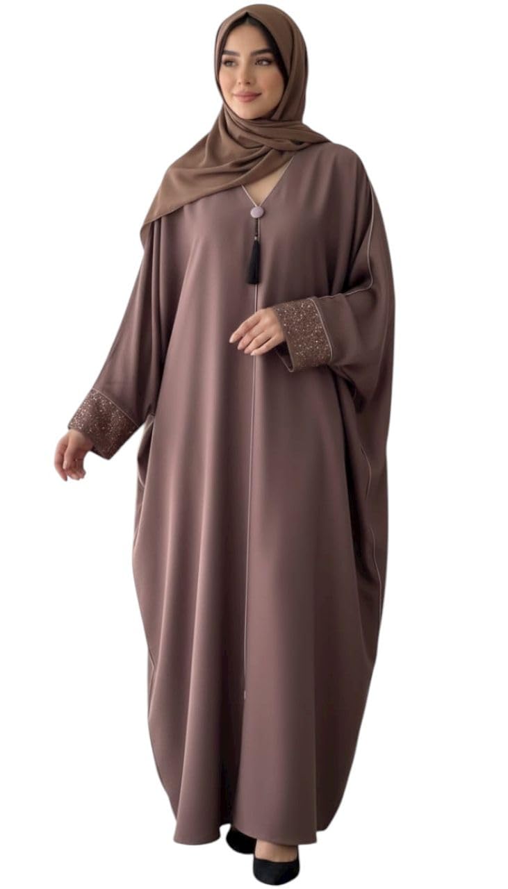 noor modesty simi baggy Abaya – XL Size | Front close | tiktok Fabric | lavender-image-11