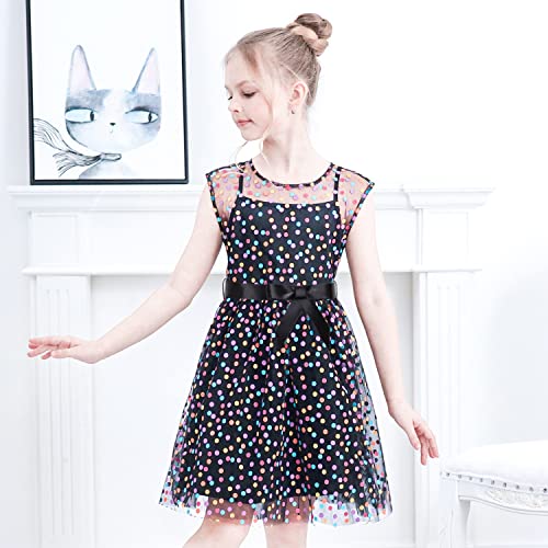 Sunny Fashion Girls Dress Caramel Star Lace Short Sleeve Pleated Collar Dress2