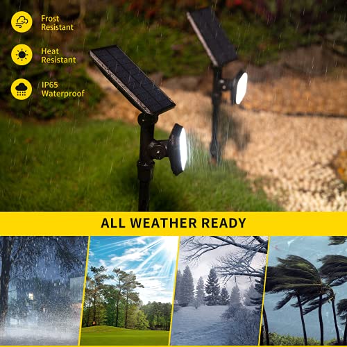 Roshwey Solar Lights Outdoor, 22 Led 700 Lumens Bright Solar Powered Flood Lights Waterproof Spotlight Outside Lights For Garden, Driveway, Pathway, Walkway - Cool White, 2 Pack #TOP4