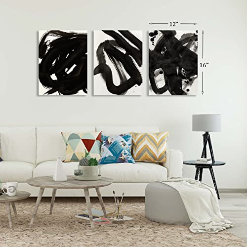Black And White Wall Art, Watercolor Paint Splatter Abstract Illustrations Modern Art Bohemian Style Prints For Aesthetic Decoration Of Living Room Bedroom Office - 12''X16'', 3 Pieces #TOP7